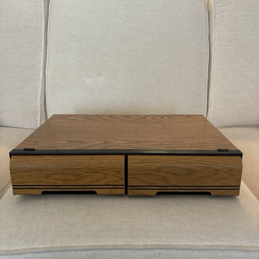 Vintage 40 Tape Case 2 Drawer Storage Wood Grain Look